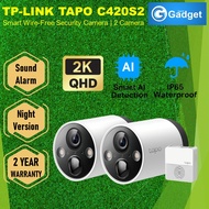 TP-Link C420S2 4MP/2K QHD Smart Wire-Free Security Starlight CCTV Battery Camera System, 2-Cam With 