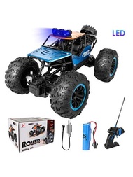 Coche de Juguete de Control Remoto para Niños, 4WD Carro Acrobático RC Recargable con LED, 2.4GHz Coche Todoterreno Alta Velocidad 360° Rotación, Niño Niña Regalos de Cumpleaños