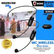 Shorush IM 2 Mikrofon Mic Clip On Wireless Presentasi Tur Imam Masjid Musholla Microphone Dual Bando Headset Penceramah