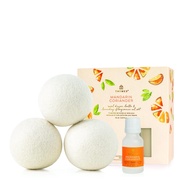 Thymes Mandarin Coriander Wool Dryer Balls Set – Includes 3 Wool Laundry Balls + 1 Mandarin Fragranc