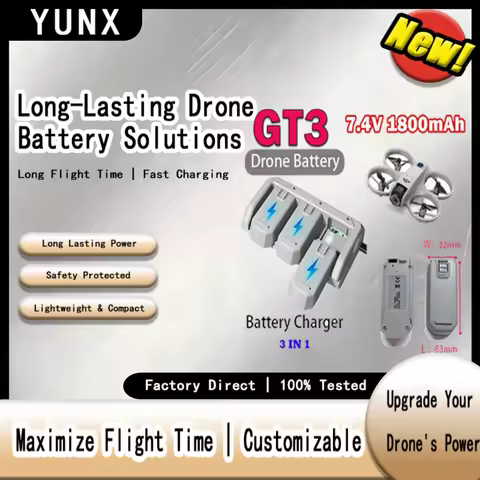 YUNX 3.7V 1800mAh Battery with Charging Manager for GT3 / GT3 Max RC Drone Original Spare Parts