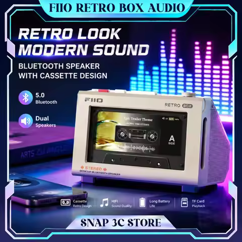 FiiO RETRO BOX Cassette Style Bluetooth Stereo Speaker Supports LDAC USB DAC Audio Decoding Vintage 