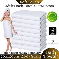 [PREMIUM QUALITY] 100% Cotton 70CM X 140CM (Bath Towel White / Grey) Towel Hotel Grade tuala mandi d