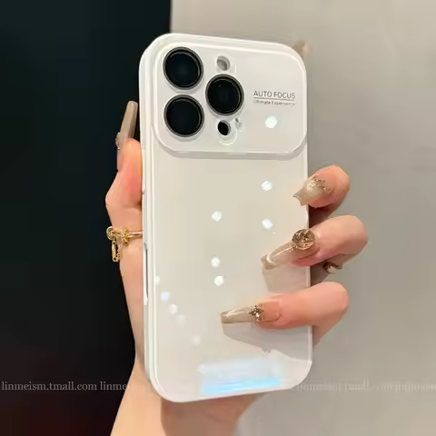 Luxury Hard Tempered Glass Glossy Case For iPhone 17 Pro Max 16 15 14 13 12 11 Plus Candy Shockproof