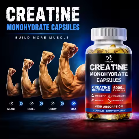 Dual Creatine Monohydrate Capsules, with HCL HMB, Support Muscle Mass, Exercise Endance, Stamina & E