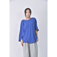 (((XL) corsage Blue Short-Sleeved Top Second-Hand Clothes