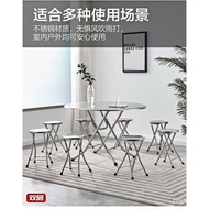 304All Stainless Steel Foldable round Table Small Square Table Dining Table Dining Table Dining Table Fast Food Household Square Table
