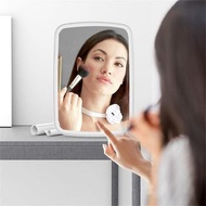 **包郵** LED燈可折疊化妝鏡 LED燈化妝鏡 充電款LED燈化妝鏡 可折疊便攜梳妝鏡 桌面帶燈補光鏡 [平行進口] HK1194
