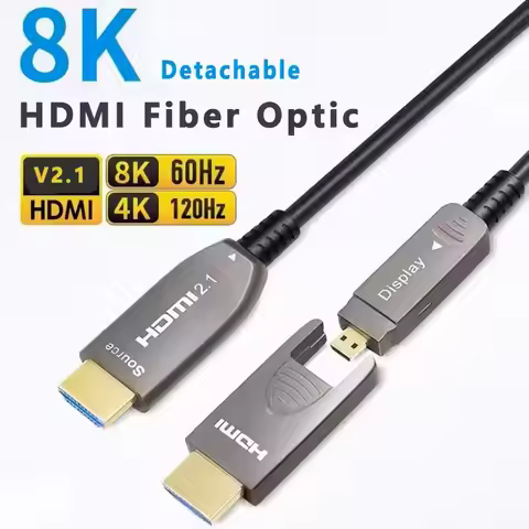 8K Threaded Fiber Optic Cable HDMI-Compatible 2.1 8K A to D Type Single Head Pullable Micro HDMI for