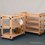 Trolley with Drawer Tying Brush Special Paint Storage Trolley 3 Solid Wooden Tool Wooden Multifuncti
