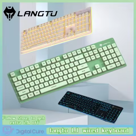 Langtu L1 Wired Film Keyboard 104 Keys Illuminated Suspended Silent Abs Material Usb Gaming Office C