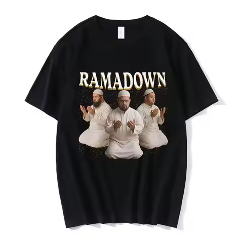 Ramadown Down Syndrome Fashion Humor Harajuku Cotton Casual Large-Sized Men's and Women's Short-Slee