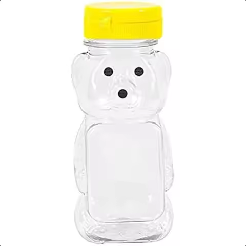 Yellow 8 Oz Plastic Bear Honey Bottle Jars Empty Honey Squeeze Bottle with Fliptop Lid for Storing a