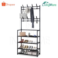 InnHome Shoe Rack 4-Tier Multipurpose Shelf With Hanging Size 26x60x155cm Large Weight Model XMJ-Y19