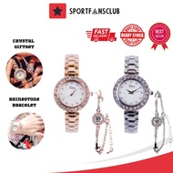 Dio Fashion Crystal Watch/Women Bracelet Diamond Watches /Jam Tangan Perempuan/女装手表/Free Box&amp;Bracelet