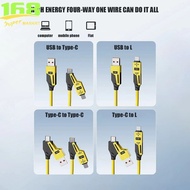 2026 new spring retractable charging cable 4 in 1 fast charging 1.5m mobile phone data cable