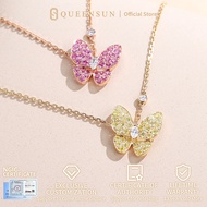 18k Gold Lab Diamond Full Diamond Butterfly Pendant Necklace | Lab Diamond Yellow Diamond Pendant | 