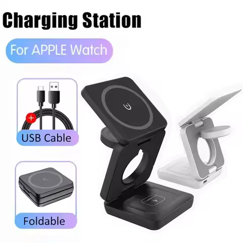 3-in-1 Foldable MagSafe Charger - Fast Wireless Station for iPhone 12-15 Pro Max, Apple Watch 9/10 &