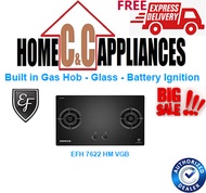 EF Built in Gas Hob - Glass - Battery Ignition EFH 7622 HM VGB | TWO BRASS BURNER HOB |