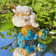 Orgonite 奧剛能量獨角獸-月光石+藍磷灰 大