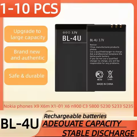 3.7V 1000mAh Battery BL-4U Rechargeable Batteries For Nokia X9 X6m X1-01 X6 n900 C3 5800 5230 5233 5