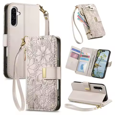 For Samsung Galaxy A05 A06 A15 A16 A25 A26 A36 A55 A56 A71 4G M15 M36 M56 Lanyard Zipper Wallet Case