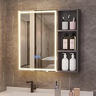 Vlsrka Bathroom Medicine Cabinet with LED Mirror &amp; Organizer, Rectangle Bathroom Medicine Cabinet, Vanity Lighted Mirror RGB Color Stepless Dimming, Wall Mount Make up Mirror for Bathroom Décor