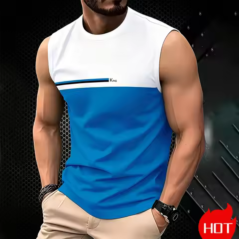 Summer Men's Casual sleeveless T-shirt Plus Size Simple O-Neck tank tops Clothing Outdoor Breathable