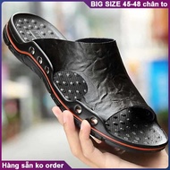 Cowhide slippers, large cross-strap sandals for men with large feet 20-30cm. Big size leather slippe