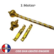 Besi Gordyn Rollet Hordeng Batang Gorden / Tirai Pintu Jendela Ukuran 1 Meter