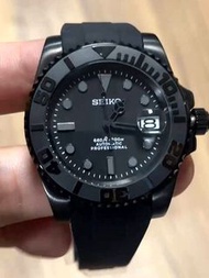 【訂制】seiko mod 搭載精工nh35機械機芯 40mm 銀色殼黑膠帶 附送精美錶盒