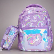 ✻♚ Australian smiggle stationery students silver love Pegasus ultra-light decompression shoulders large-capacity schoolbag backpack
