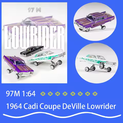 97M 1/64 1964 Cadi Coupe DeVille Lowrider Alloy Car Model Birthday Gift Home Decoration