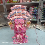 snack tower pink sponge