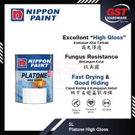 5L Nippon Paint Platone High Gloss Wood and Metal Paint Cat Rumah Kayu Cat Pintu Kayu Cat Besi Cat K