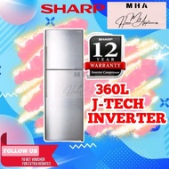 Sharp 360L J-Tech Inverter 2 Door Refrigerator SJ366MSS | AG CU Nano Deodoriser | 5 Star Engergy Rat