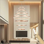 Lampu gantung void tangga cincin MODERN DOUBLE LED 7 RING 3 warna lamp