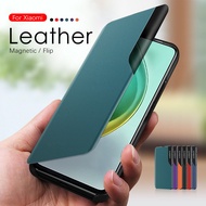 For iPhone 13 Pro Max / 12 Pro Max / 13 Mini / 12 Mini Leather Magnetic Flip Phone Case Smart View Casing Cover