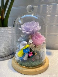 手工蜜蠟花 配藍精靈美芝 smurfette