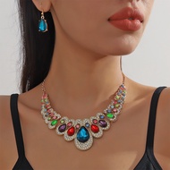 Alloy Jewellery Set Crystal Necklace Earrings Set Daily Wear Jewellery Wedding Party Jewellery Girls