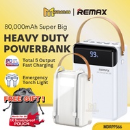 REMAX Big Powerbank With Type C Cable 22.5W Fast Charging 80000mAh Outdoor Camping Original MDRPP566