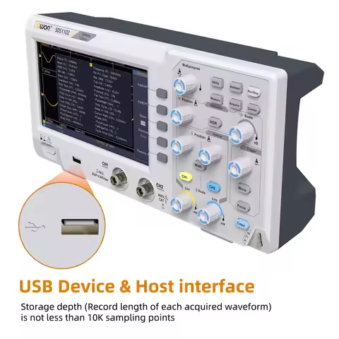 Owon SDS1102 Digital Oscilloscope 5mV/Div 2 Channel 100MhZ Bandwidth 1GS/s Sampling Rate 7-inch TFT 