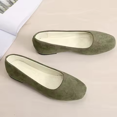 Woman Flats Casual Round Toe Cute Flats Flock Mocasines Ballerina Church Flats Female Suede Elegant 