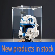 Wooden Bottom Storage Box Suitable for Lego 75349 Star Wars Captain Rex Helmet Figure Acrylic Displa