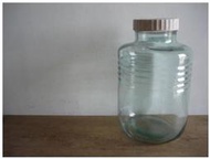 WH2908【四十八號老倉庫】二手 早期 台灣 萬年牌 綠色 氣泡 醬菜 玻璃 甕 瓶 罐 蓋瑕 高36cm 1罐價