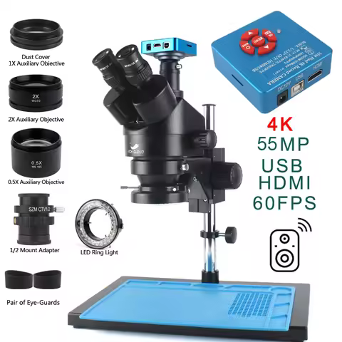 3.5X-90X Simul-Focal Stereo Trinocular Microscope 4K 2K 48MP 1080P HDMI USB Digital Video Camera For