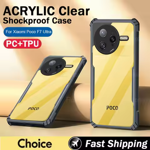 Clear Acrylic Shockproof Back Case For Xiaomi Poco F7 Ultra Bumper Cover Poco F7 Pro Little F7Pro F7