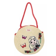 日本 DISNEY Animator's Collection Aurora  啡色草織布 圓形 手挽袋