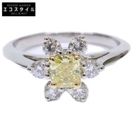 蒂芬妮 (Tiffany & Co.)，全新拋光，PT950 x 750WG 0.41克拉黃鑽蝴蝶形杯形吊飾。 [二手]