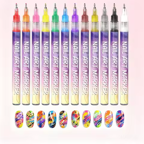 Cross-border TK12 Color Nail Art Graffiti Pen Waterproof Painting Pen 0.5mm Ultra-fine Quick-drying 